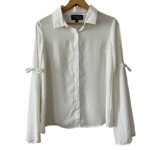 NEW Artizan Robin Barre Button Up Blouse Cut-Out Bell Sleeve (bin 1F)
